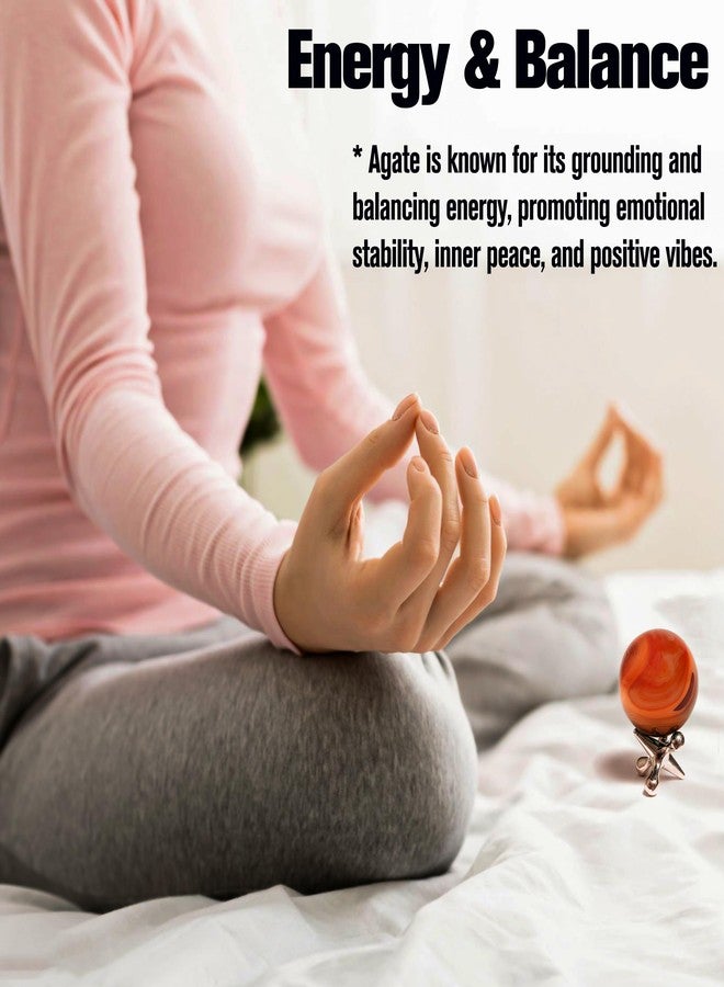 KH866 4pcs Silk Agate Banded Balls Sphere Crystal Natural Worry Stone Carnelian Real Quartz Gemstone Polished Palm Tumbled Gems Reiki Chakra Healing Energy Anxiety Stress Relief Fengshui Dia 35MM/1.38'' - Image 4